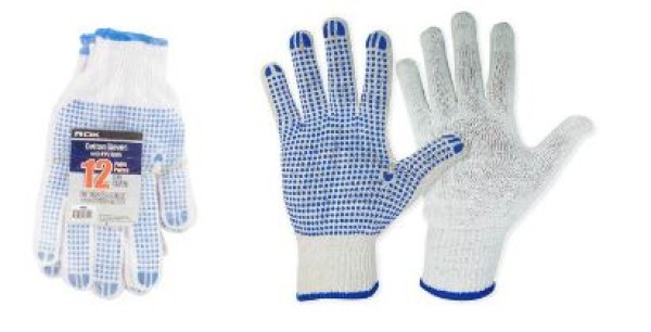GLOVES COTTON PLASTIC DOT
