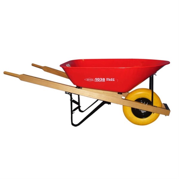 Wheelbarrow, 6 cu. ft. steel tray, FLAT-FREE-TIRE, heavy-duty industrial