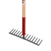 Level rake, 14 steel tines, wood handle